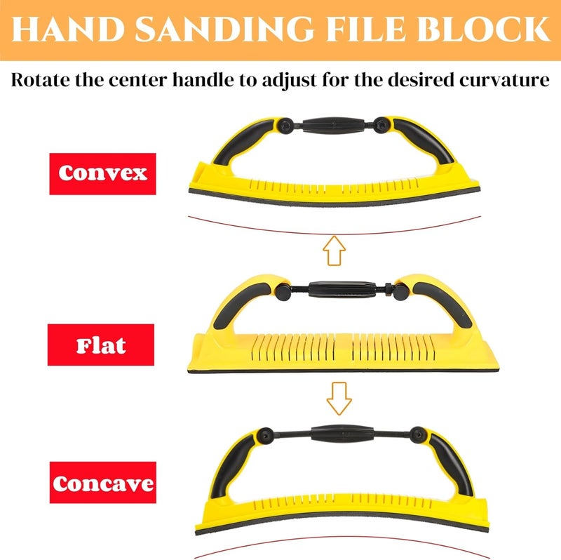 Acshio Hand Sanding File Block, Adjustable Radius Flex Longboard Sanding Block with Hook & Loop Backing, Use Continuous Rolls Sandpaper Sheets for Automotive, Woodworking - Image 4